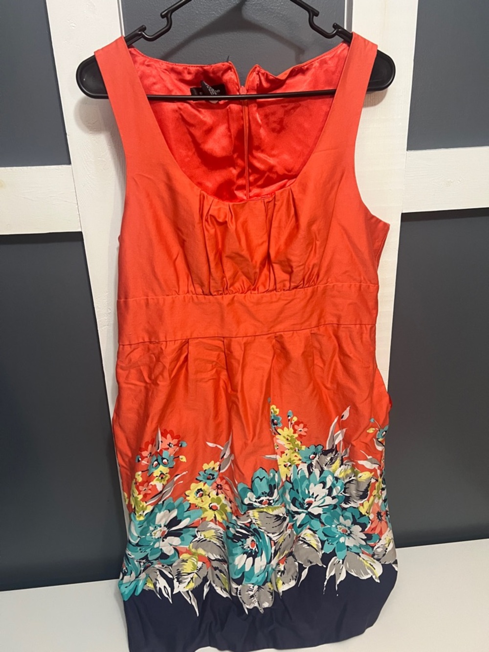 Sleeveless Floral Hem Orange Women’s Dress